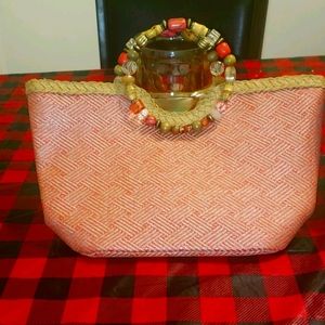 Cappelli Straworld Purse Handbag Round Bead Jewel